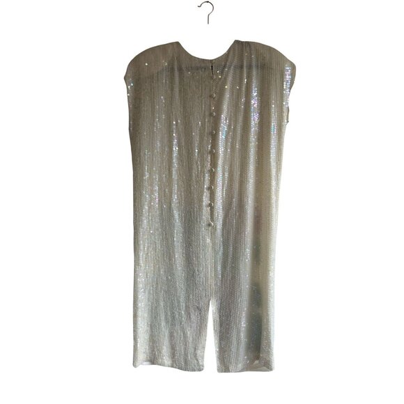 Vintage Sequin Floral & Bird Embellished Dress With Button Back Closure - Picture 7 of 8